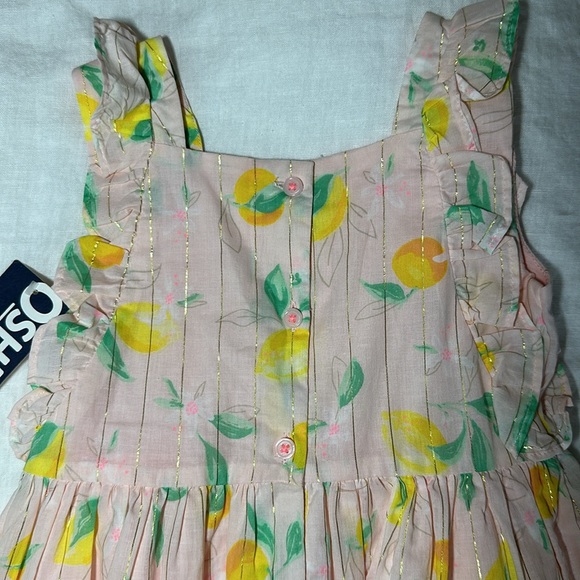 Oshkosh Lemon Print Ruffle Sleeve Flutter Dress - Picture 6 of 10